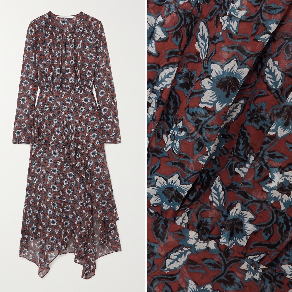 Veronica Beard Sazan Runway Asymmetric Ruffled Silk Chiffon Midi Dress Size 6 - Picture 13 of 13